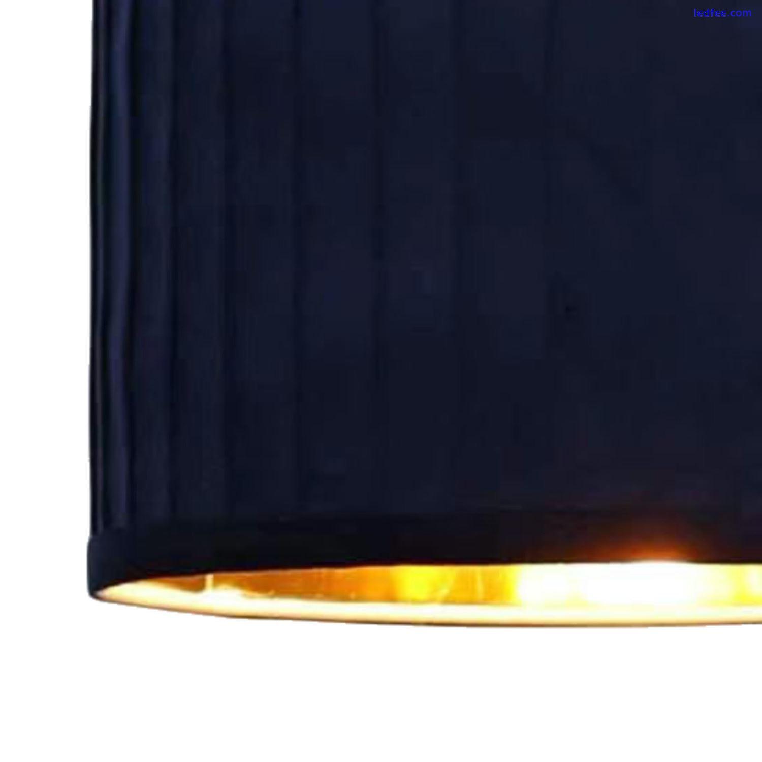 Set of 2 Navy Blue Pleat Velvet Gold Inner 30cm Ceiling Pendant Lightshades Lamp 4 