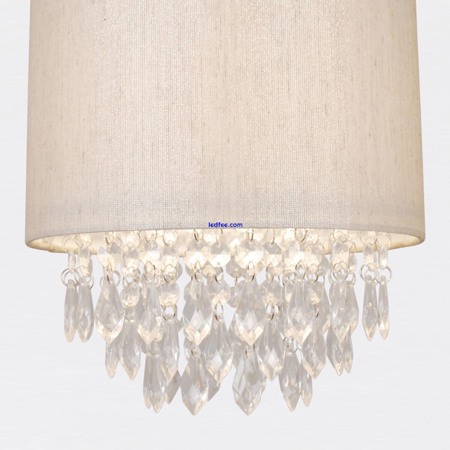 Sparkle Pale Gold Faux Silk 25cm Jewelled Ceiling Lightshade Pendant Shade 1 
