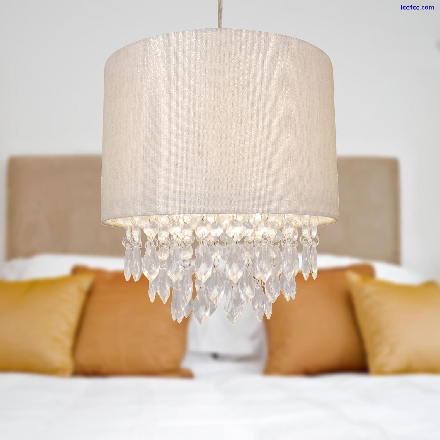 Sparkle Pale Gold Faux Silk 25cm Jewelled Ceiling Lightshade Pendant Shade 3 