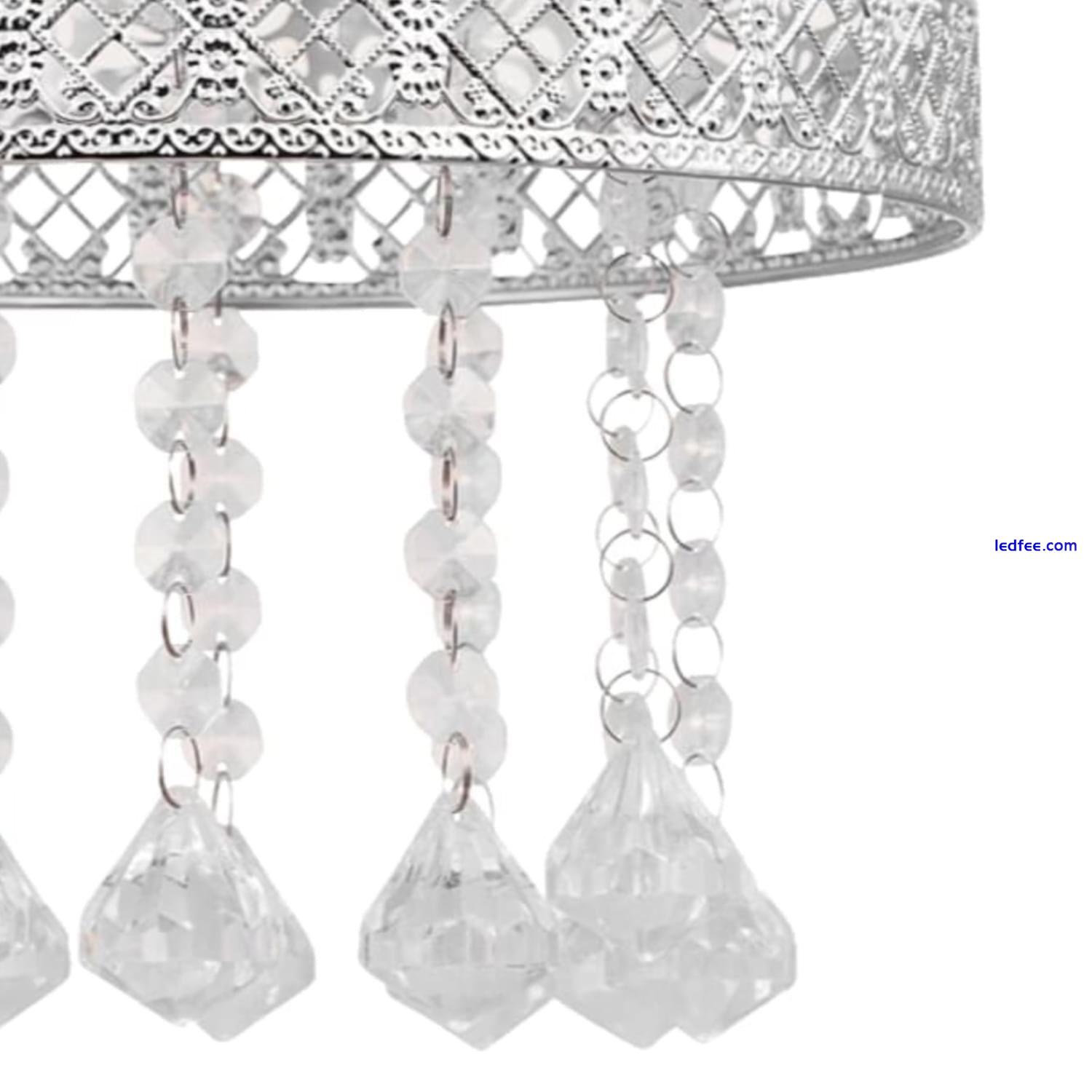Modern Pair of Chrome Metal Jewelled Easy Fit Ceiling Light Shade Chandeliers 4 