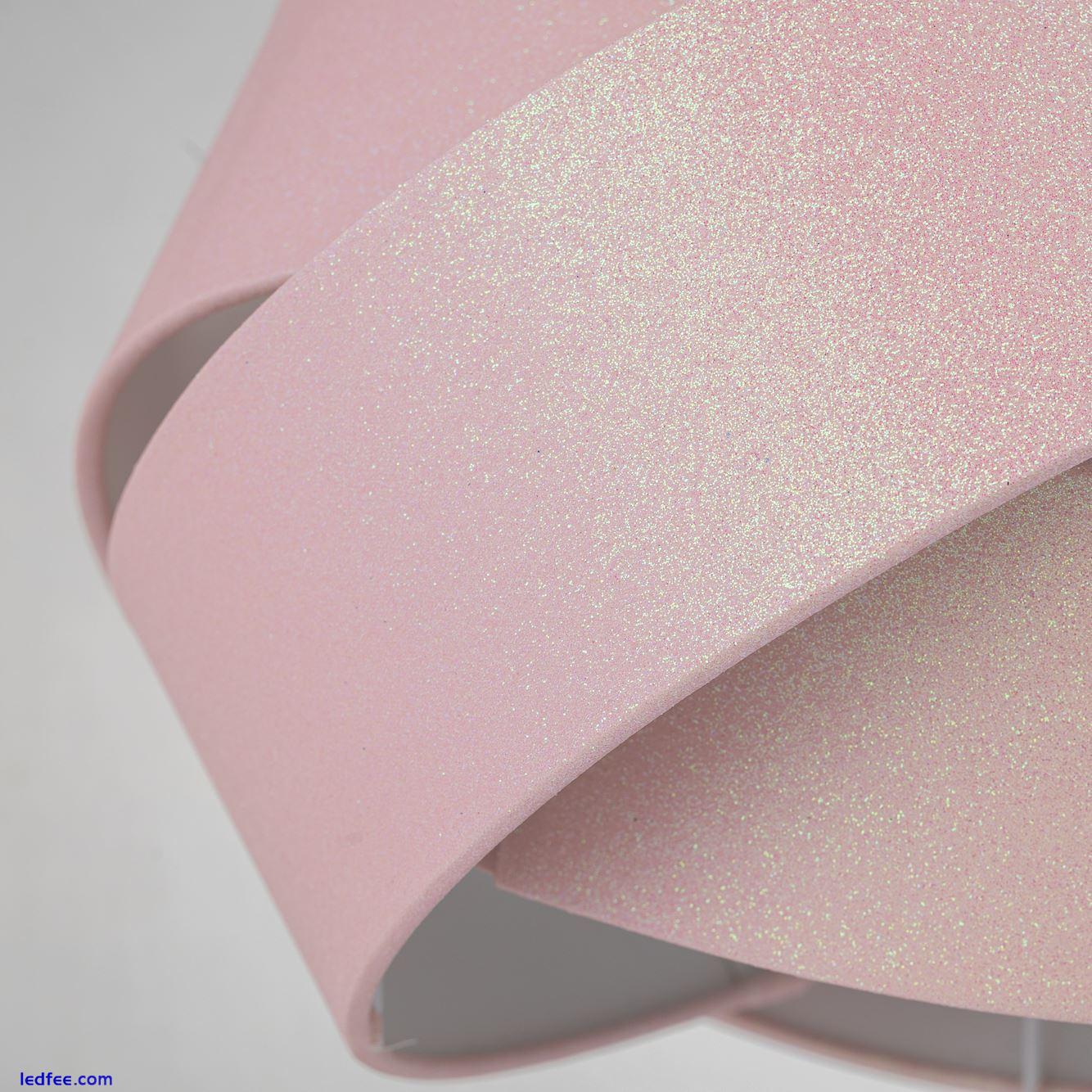 Modern Pink Glitter Twist Easy Fit Ceiling Lightshade Pendant Shade Bedroom 0 