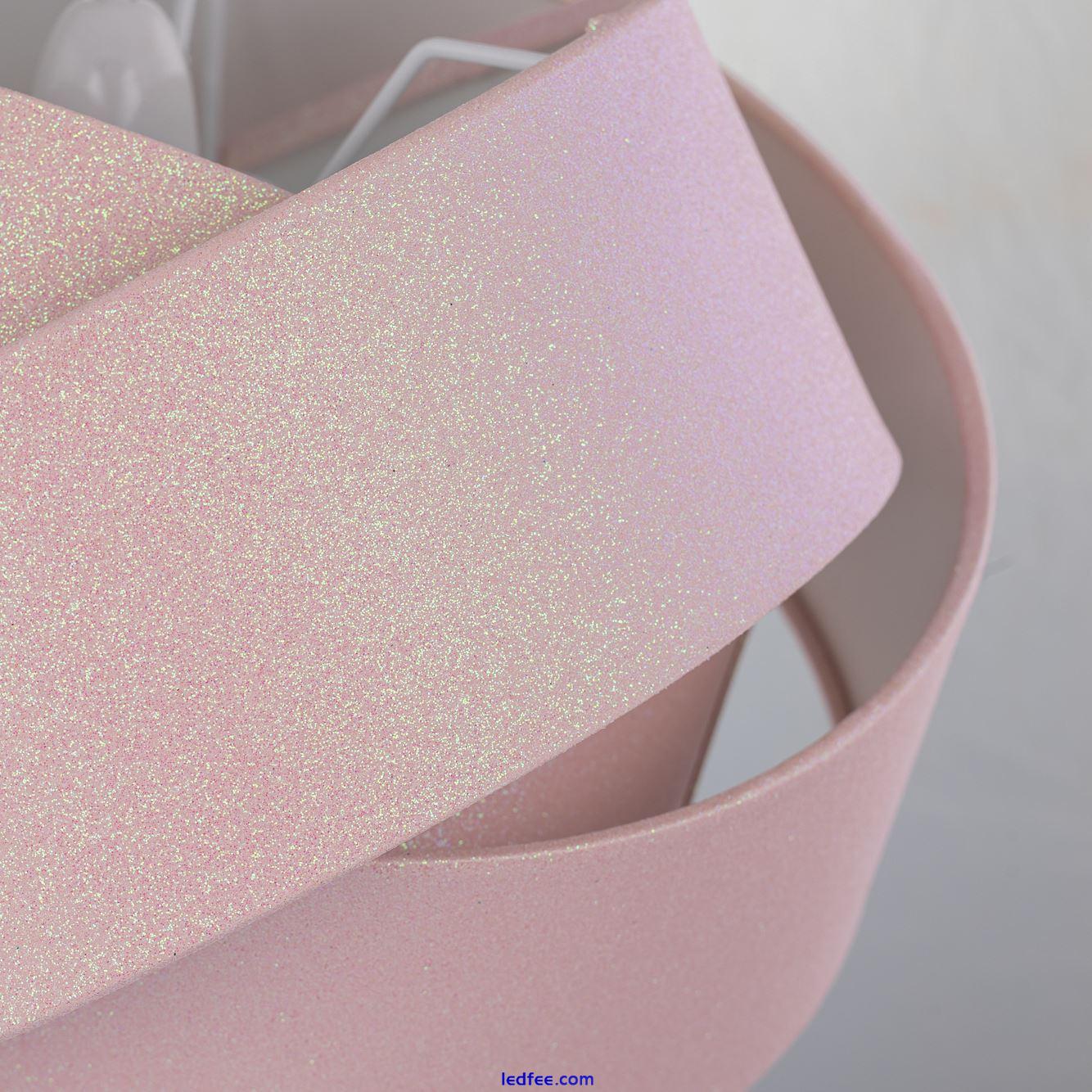 Modern Pink Glitter Twist Easy Fit Ceiling Lightshade Pendant Shade Bedroom 1 