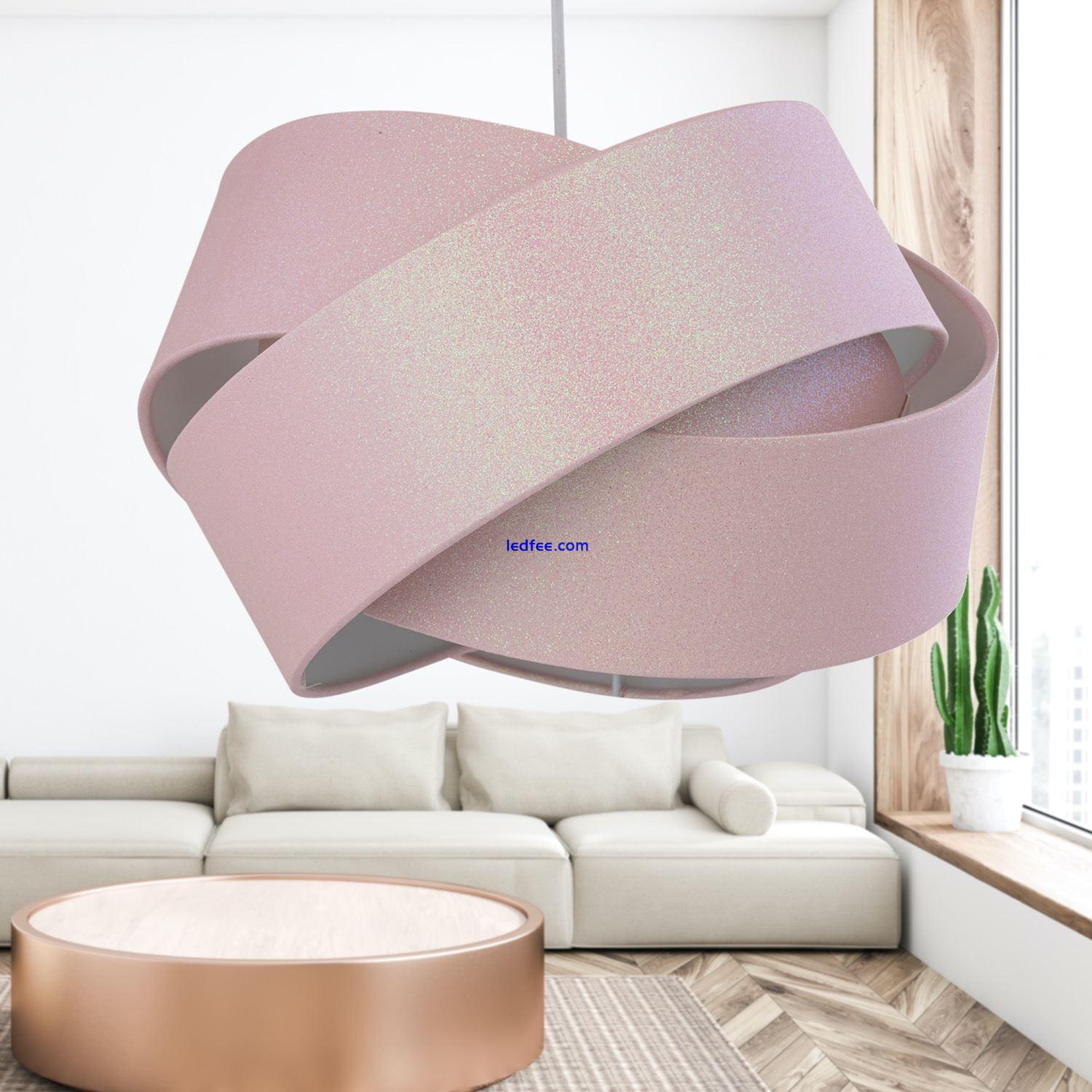 Modern Pink Glitter Twist Easy Fit Ceiling Lightshade Pendant Shade Bedroom 3 
