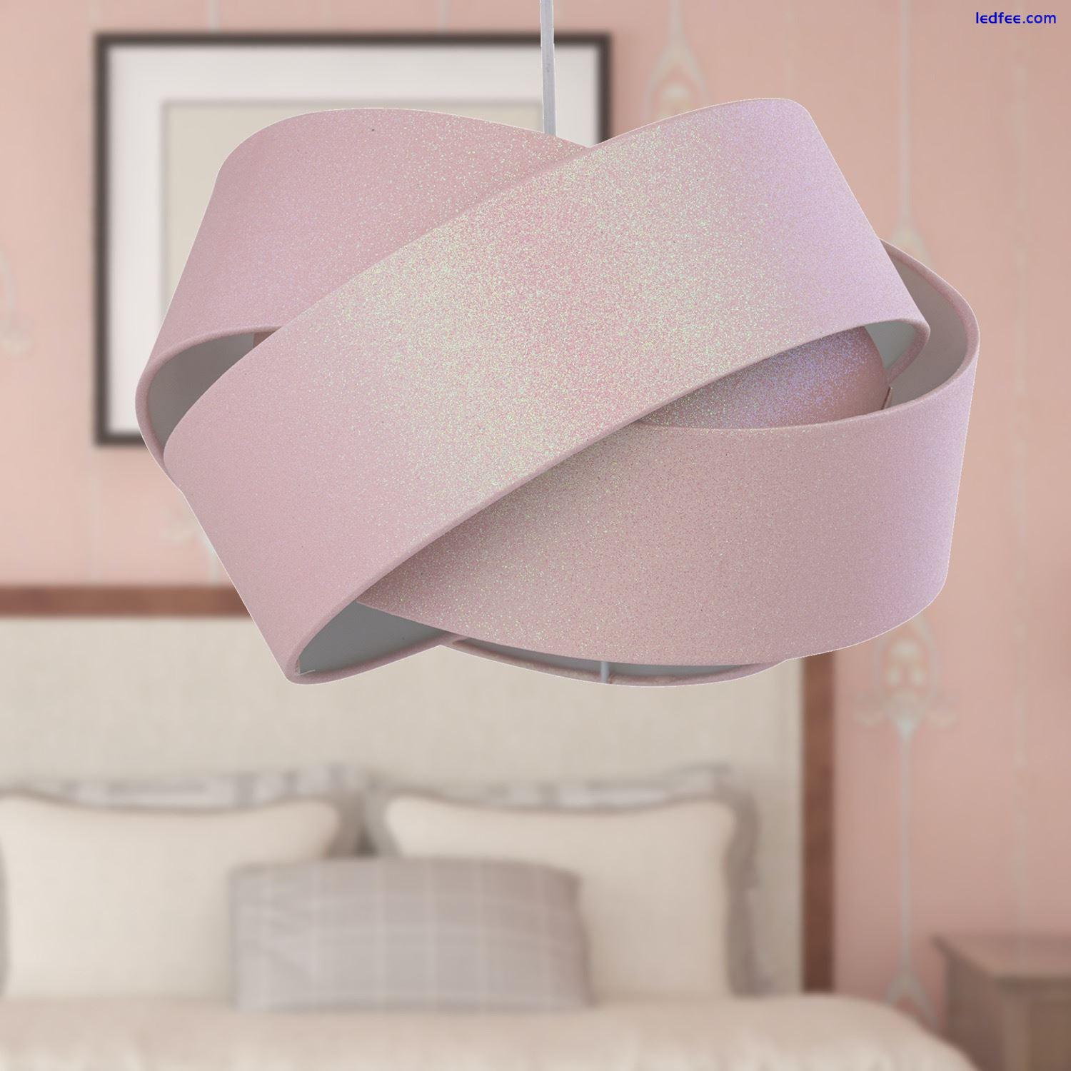 Modern Pink Glitter Twist Easy Fit Ceiling Lightshade Pendant Shade Bedroom 4 