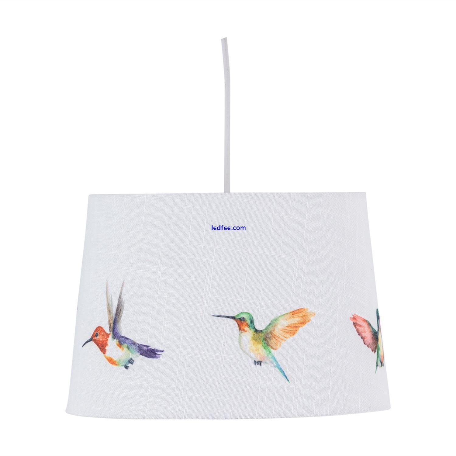 Natural Linen Bird Print Easy Fit Ceiling Light Pendant Shade Table Lampshade 0 