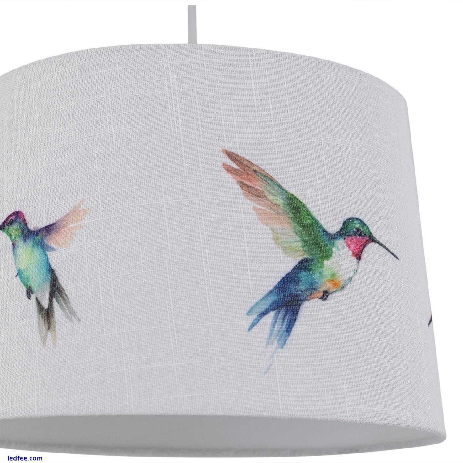 Natural Linen Bird Print Easy Fit Ceiling Light Pendant Shade Table Lampshade 1 