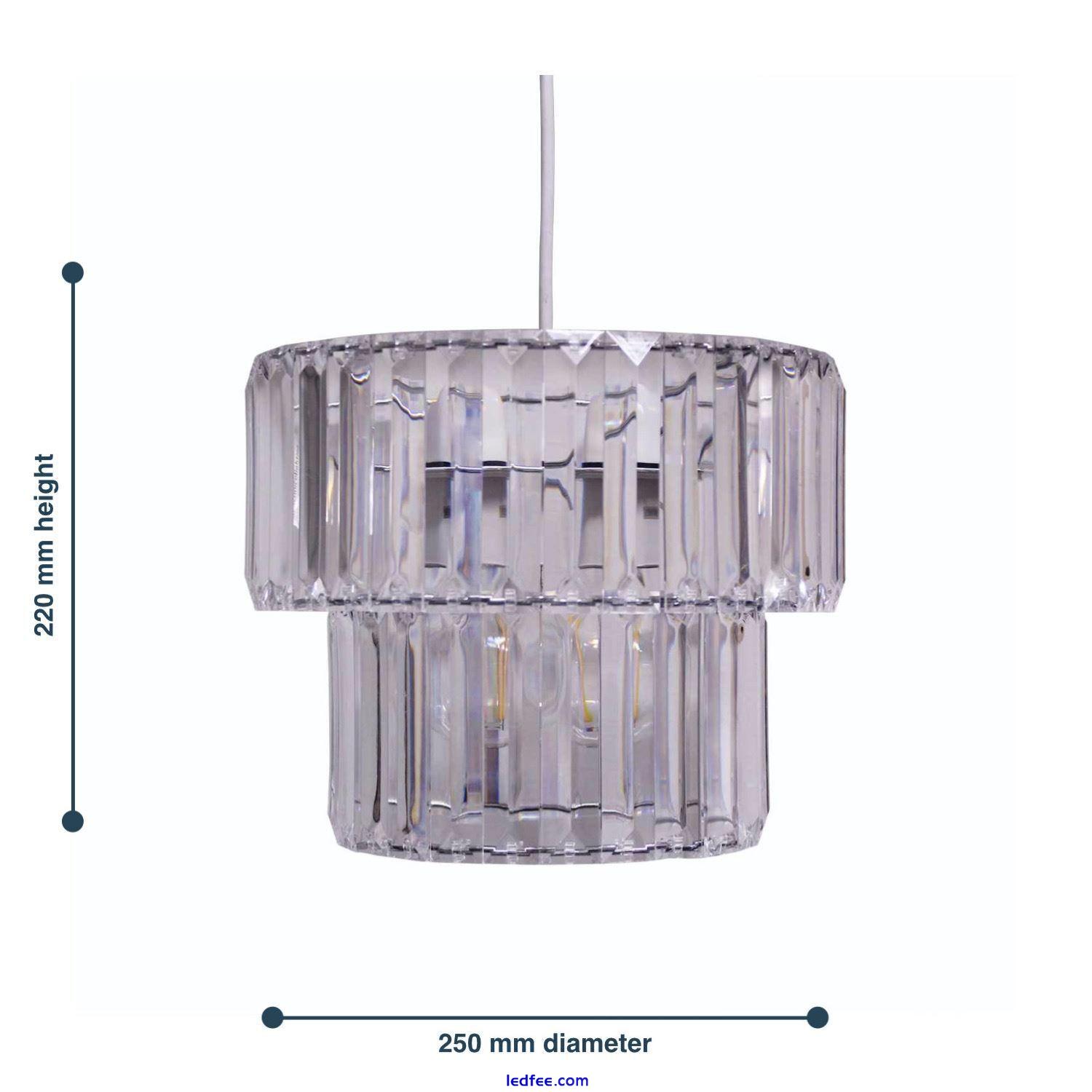 Modern Clear Acrylic Crystal Easy Fit Ceiling Lightshade Pendant Shade 3 