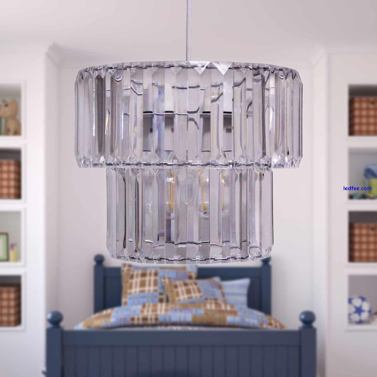 Modern Clear Acrylic Crystal Easy Fit Ceiling Lightshade Pendant Shade 2 