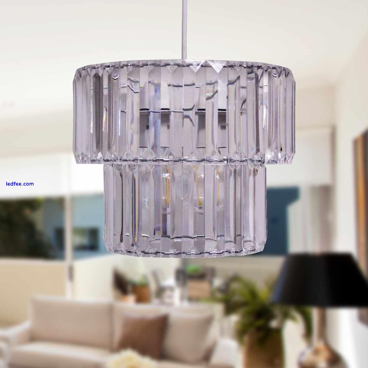 Modern Clear Acrylic Crystal Easy Fit Ceiling Lightshade Pendant Shade 1 