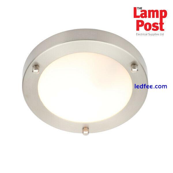 Forum Delphi LED Flush Bathroom Ceiling Light 12w / 18w Chrome / Stainless Steel 1 