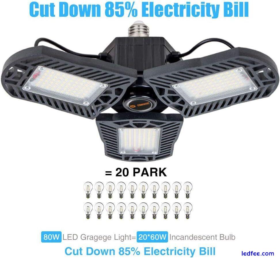 80W Screw in Led Garage Light, Timer Remote Control LED Garage Ceiling Lights 80 2 