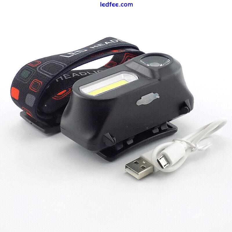 USB Rechargeable COB LED Headlamp Headlight Head Torch Lamp Flashlight 5 