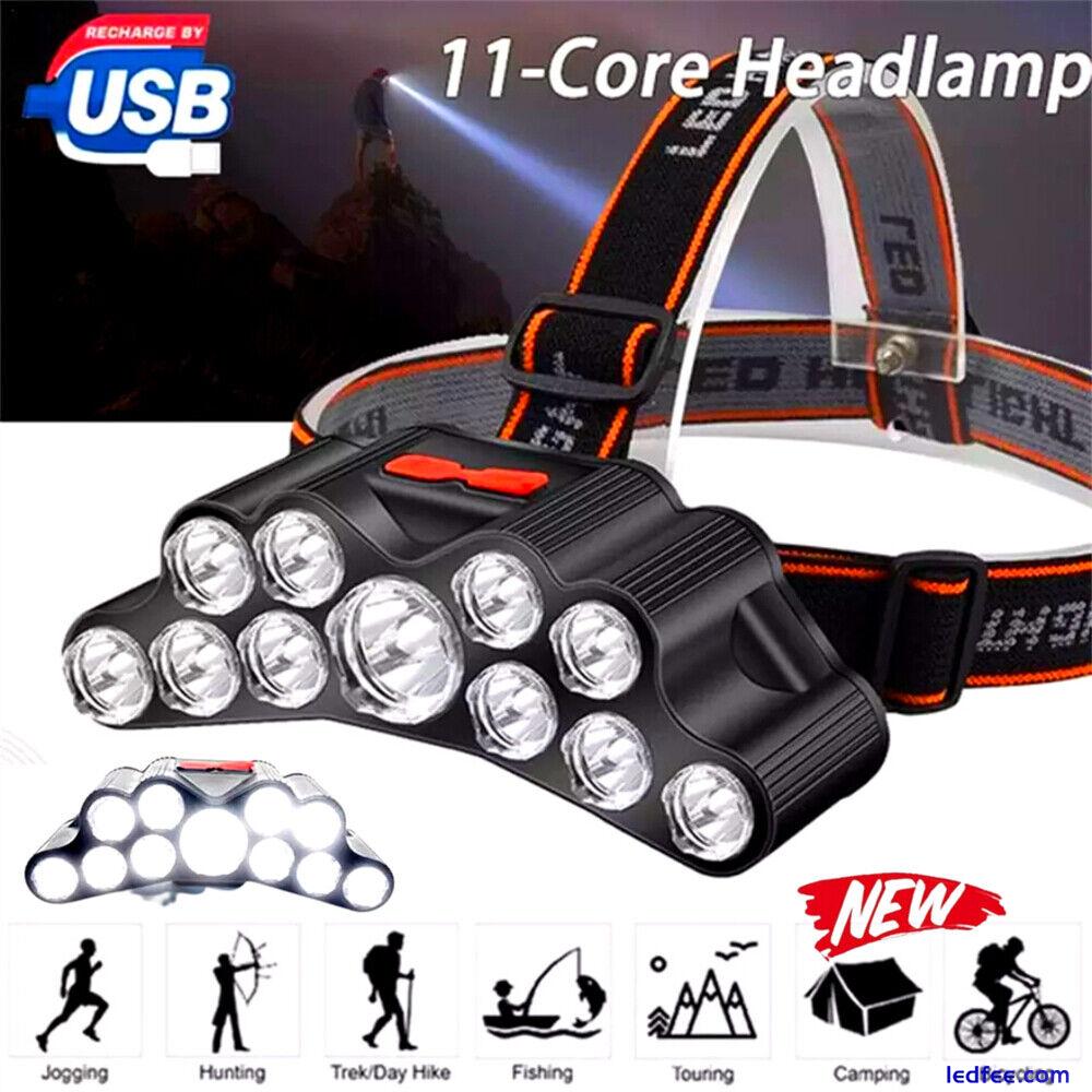 900000LM 11LED Headlamp Head Torch Fishing Camping Work Lights USB Rechargeable 0 