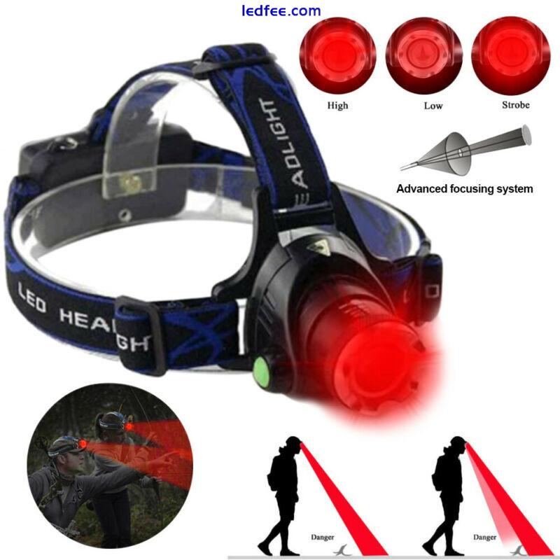 800 Yards LED Headlamp Red Light Head Torch Night Vision Lamp Hunting Hog Coyote 0 