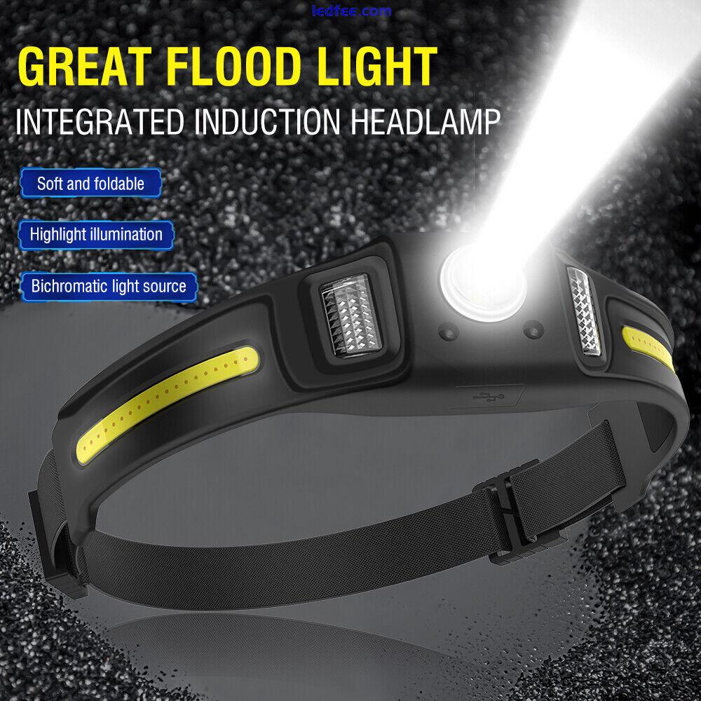 BORUiT Sensor LED Headlamp Head Torch Lamp Rechargeable Headlight Light Camping 1 