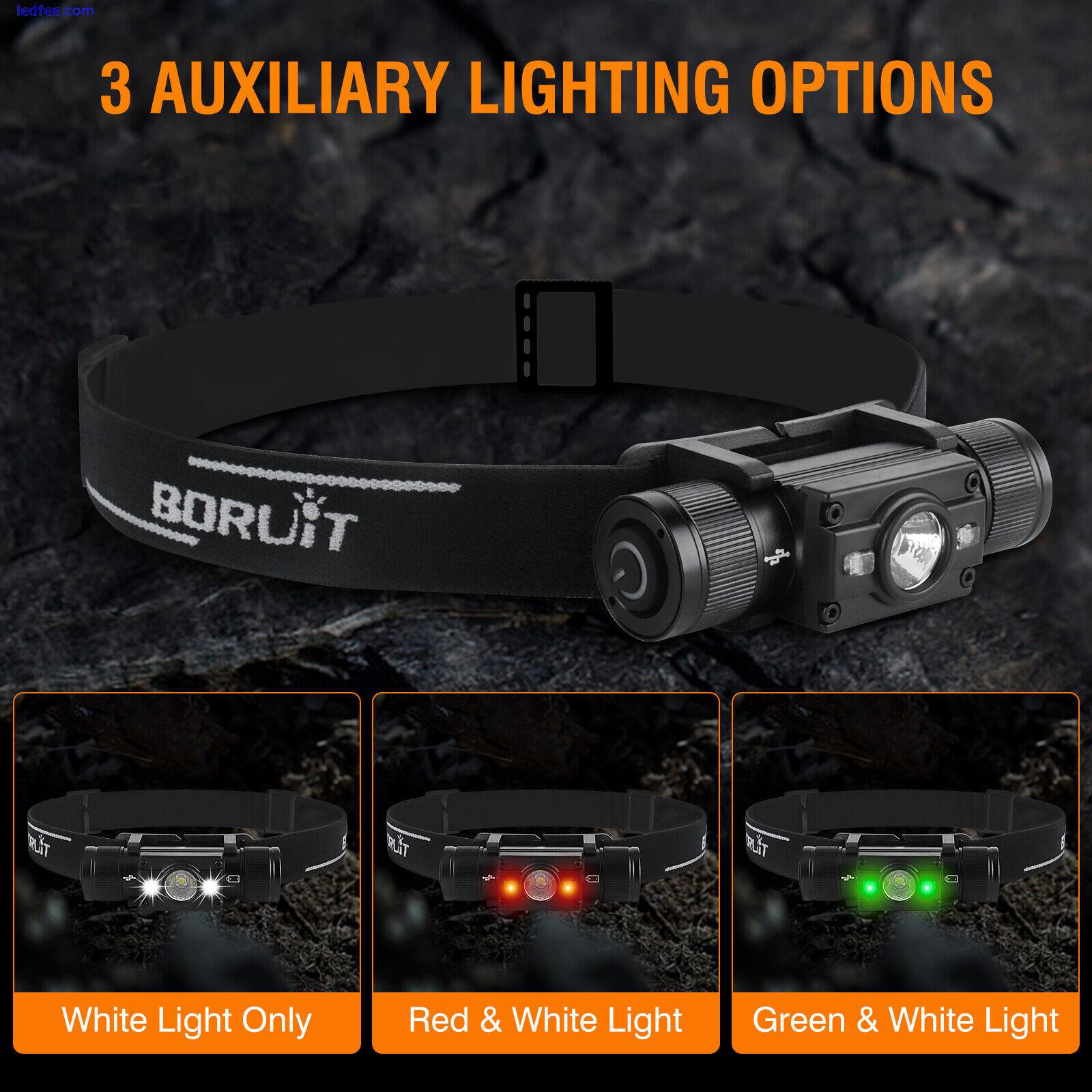 BORUiT LED Headlamp Head Torch Rechargeable Light Lamp Headlight Camping Hiking 0 