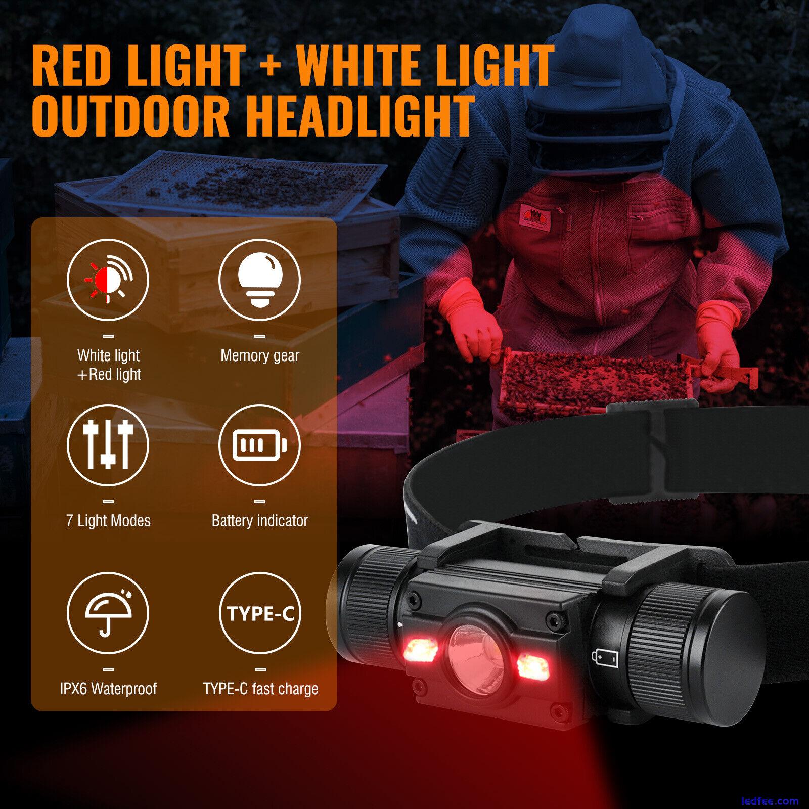 BORUiT LED Headlamp Head Torch Rechargeable Light Lamp Headlight Camping Hiking 3 