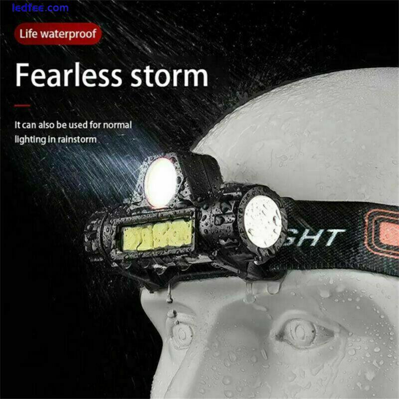 2Pack Waterproof LED Headlamp Super Bright Head Torch Rechargeable COB Headlight 5 