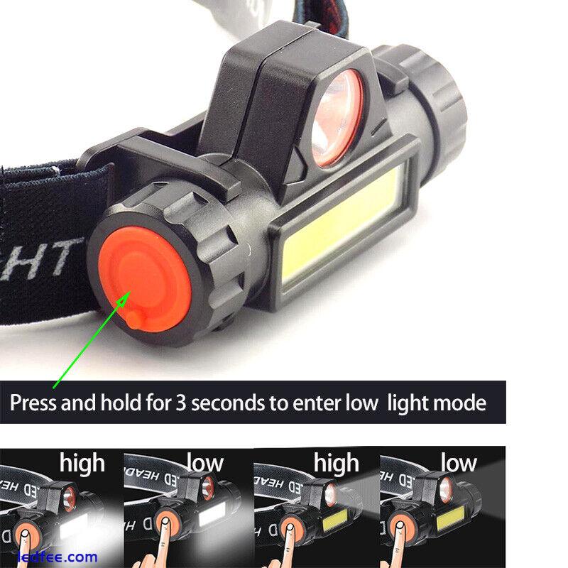 COB XPE USB Rechargeable LED Headlamp Mini Headlight head light Torch Flashlight 1 