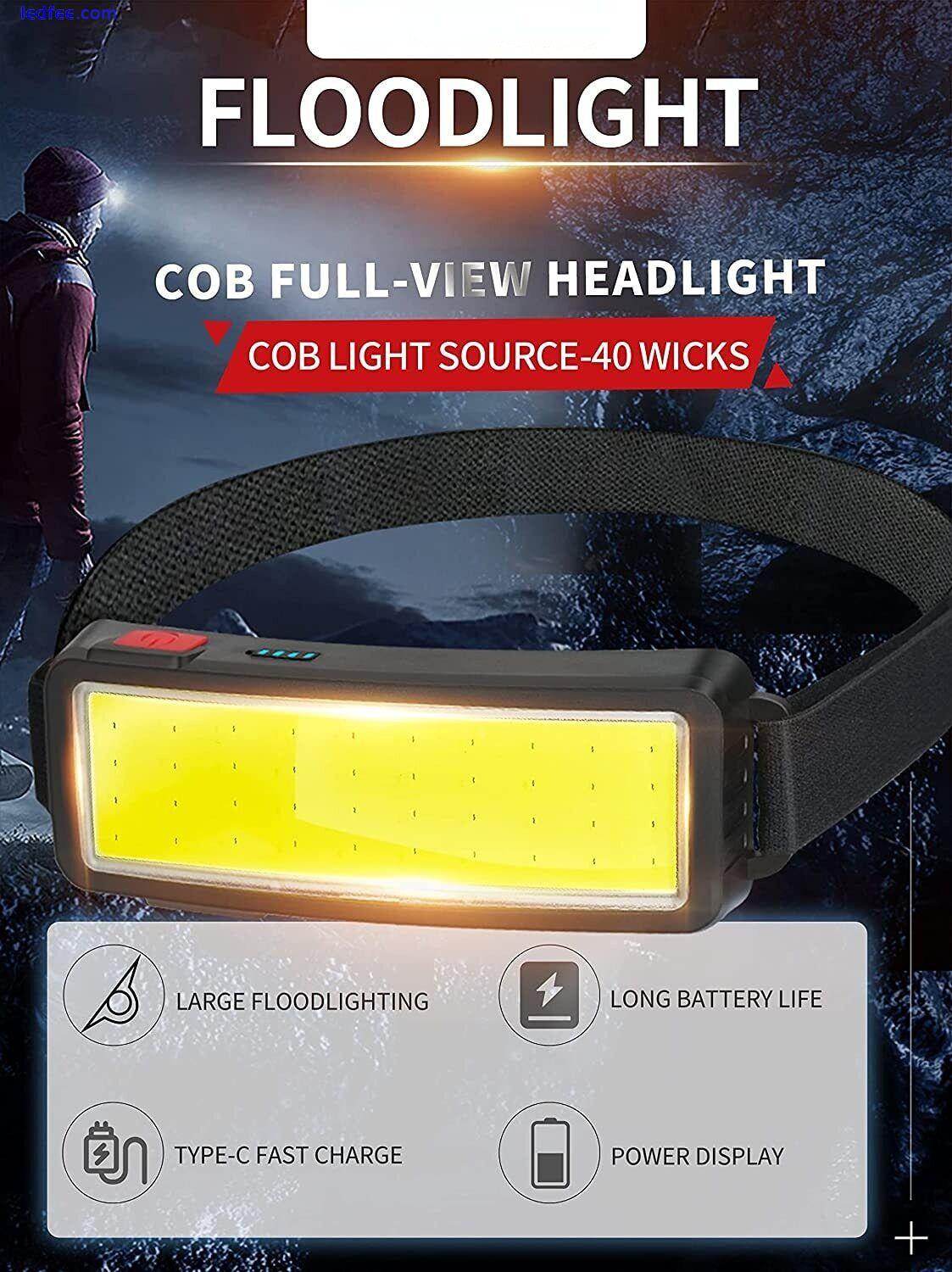 Headlamp COB LED USB Rechargeable Headlight Torch Work Light Bar Head Band Lamp 0 