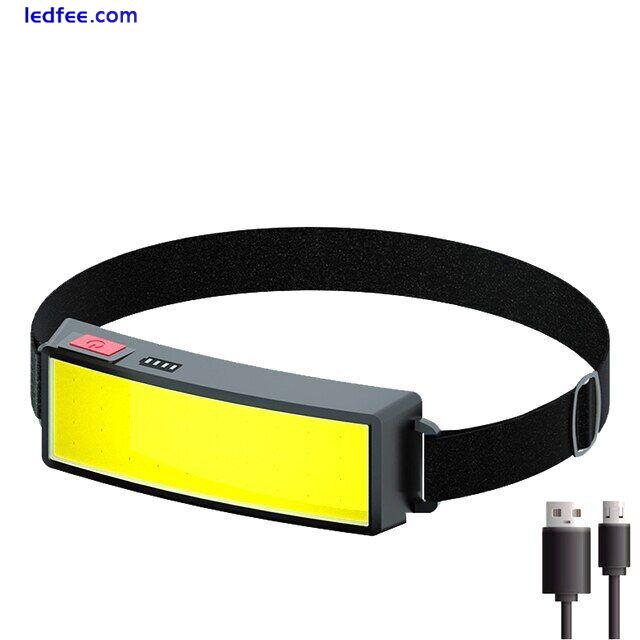 Headlamp COB LED USB Rechargeable Headlight Torch Work Light Bar Head Band Lamp 5 