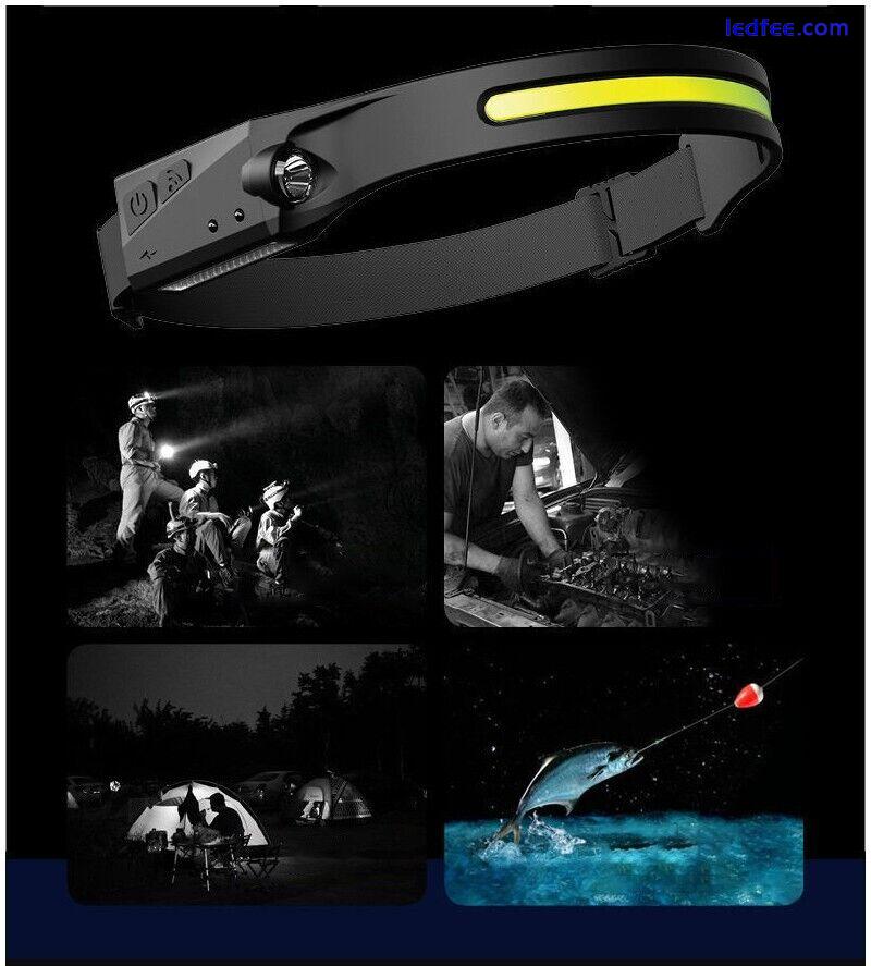 Super Bright Waterproof LED Head Torch Headlight USB Rechargeable Headlamp COB 0 