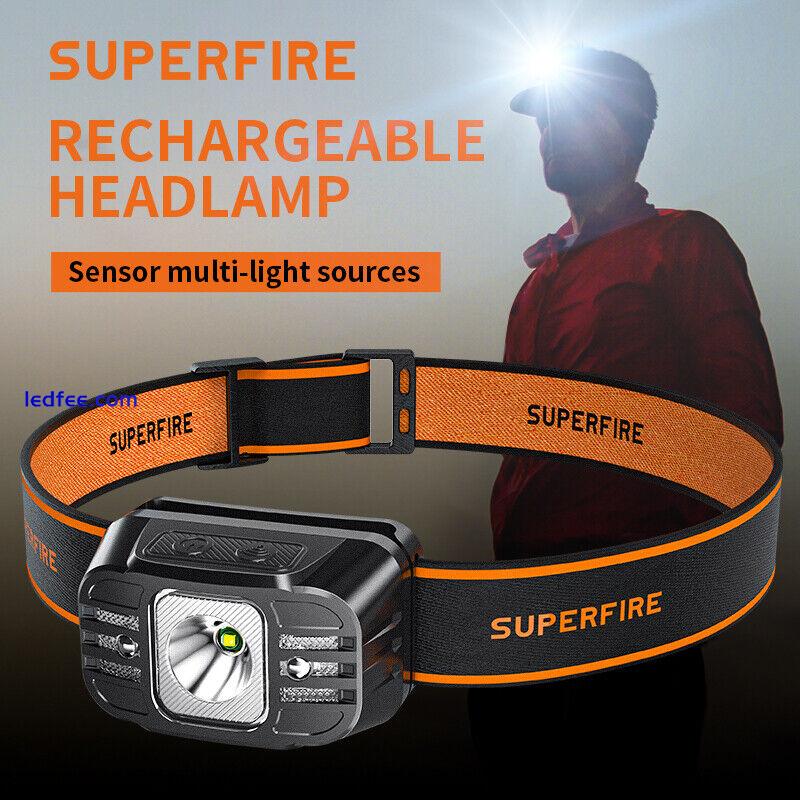 SUPERFIRE Protable LED Headlamp USB C Rechargeable Powerful Headlight Fishing 1 