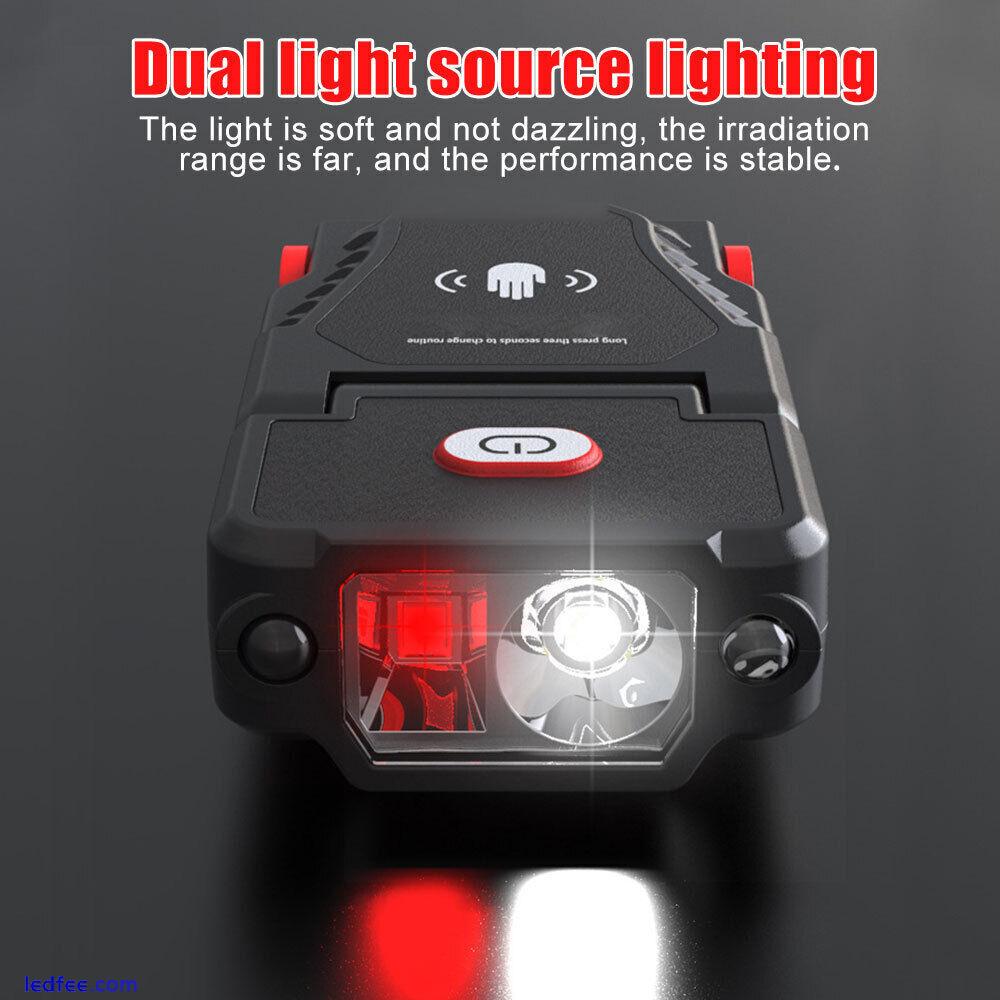 LED COB Headlamp Clip-on Cap Hat Light Rechargeable Head Torch Induction Lamp 5 