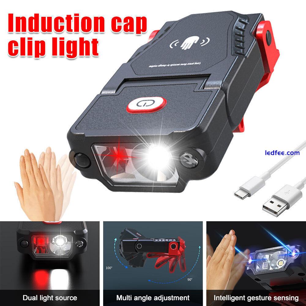 LED COB Headlamp Clip-on Cap Hat Light Rechargeable Head Torch Induction Lamp 0 