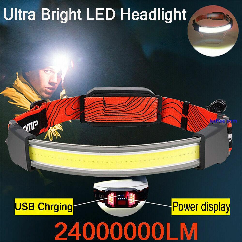 COB LED Headlamp Headlight Torch Flashlight Work Light Bar Head Band Lamp UK 2 