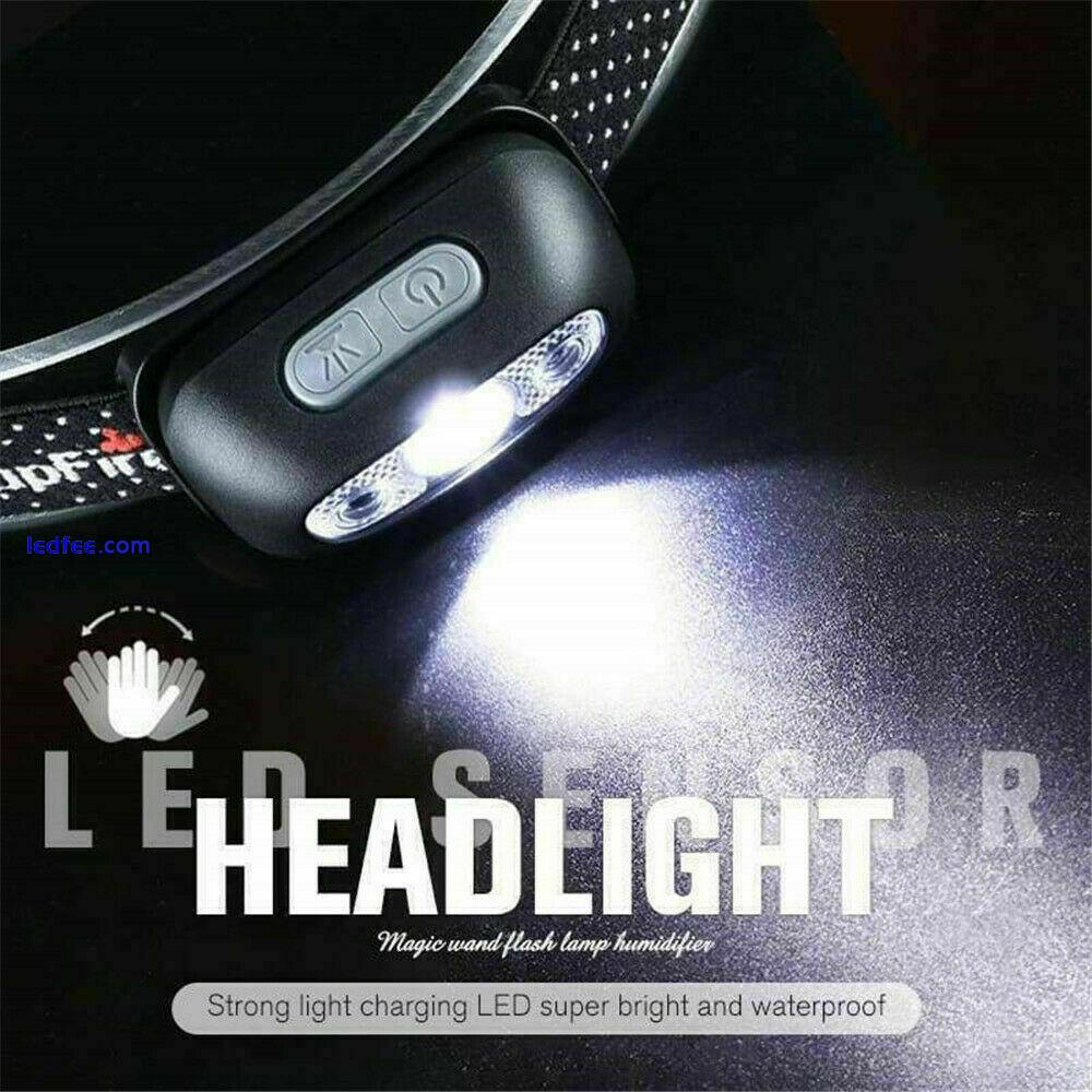 Super Bright Waterproof Head Torch Headlight LED USB Rechargeable Headlamp Fish. 2 