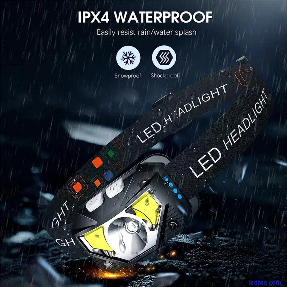 Super Bright Waterproof LED Head Torch Headlight USB Rechargeable Headlamp UK 4 