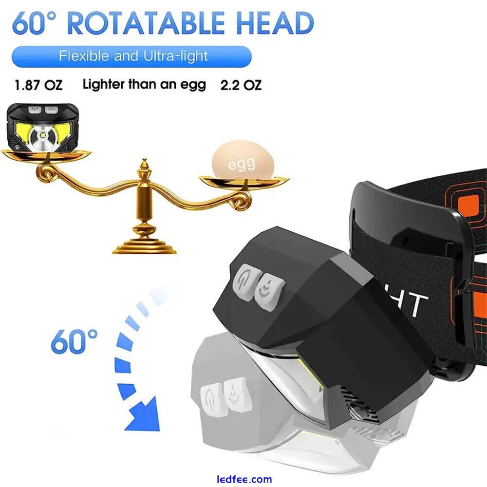 Super Bright Waterproof LED Head Torch Headlight USB Rechargeable Headlamp UK 3 