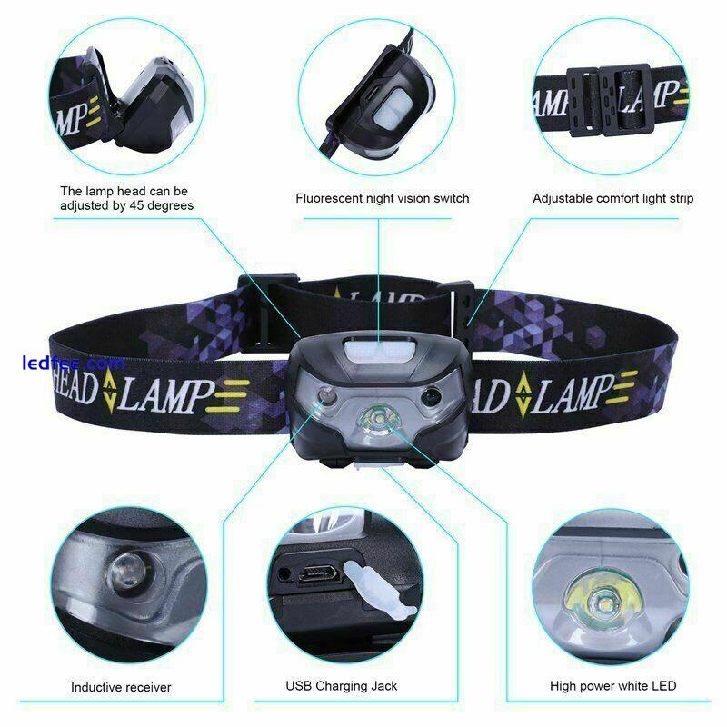 Super Bright Waterproof Head Torch Headlight LED CREE USB Rechargeable Headlamp 1 