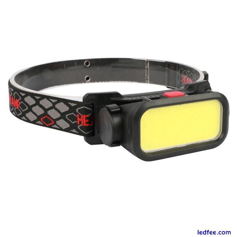 USB Rechargeable Waterproof Headlamp LED COB Headlight Super Bright Head Torch 3 