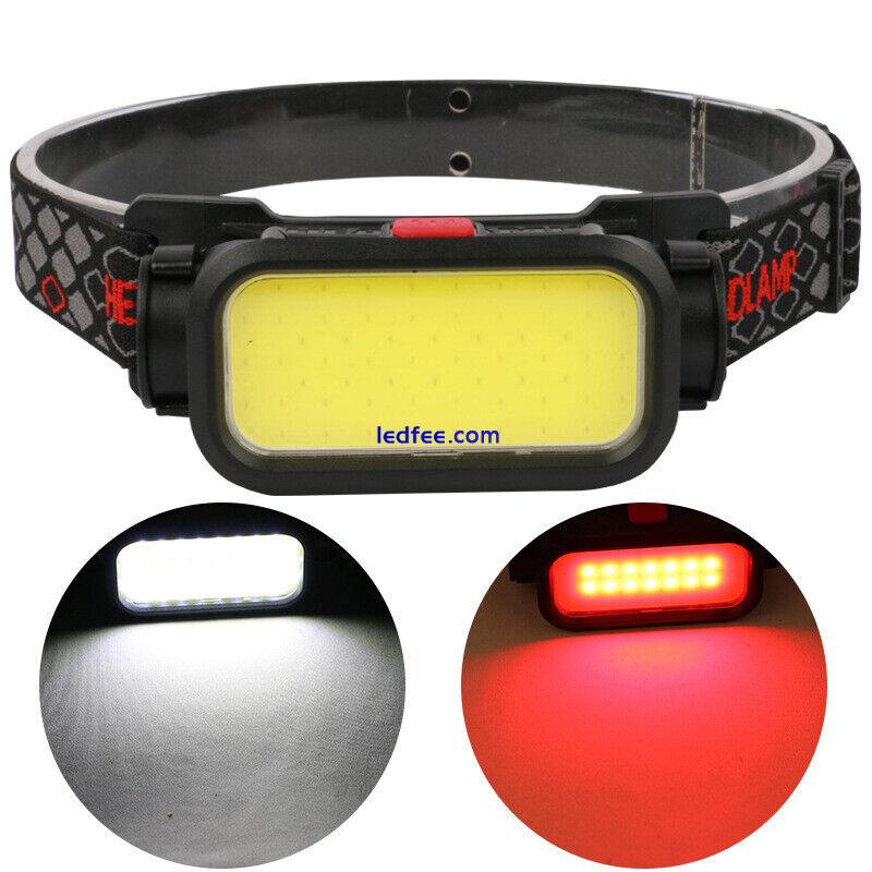 USB Rechargeable Waterproof Headlamp LED COB Headlight Super Bright Head Torch 0 