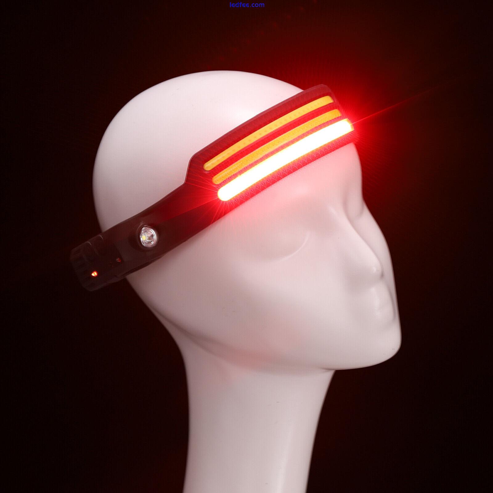 Waterproof Headlamp COB LED Motion Sensor Head Torch Headlight Night Buddy USB 4 