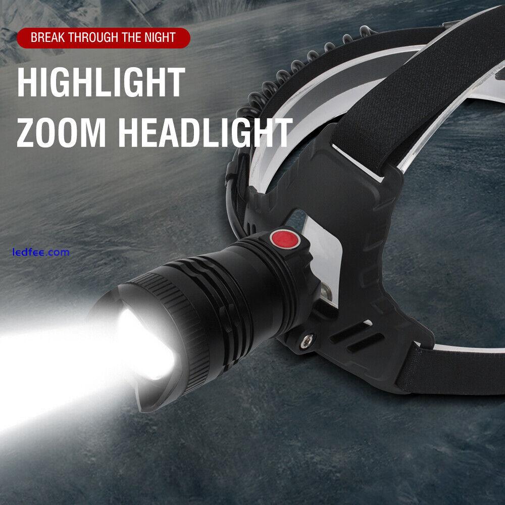 Zoomable LED Headlamp Head Torch Lamp Flashlight Headlight Light Rechargeable 1 