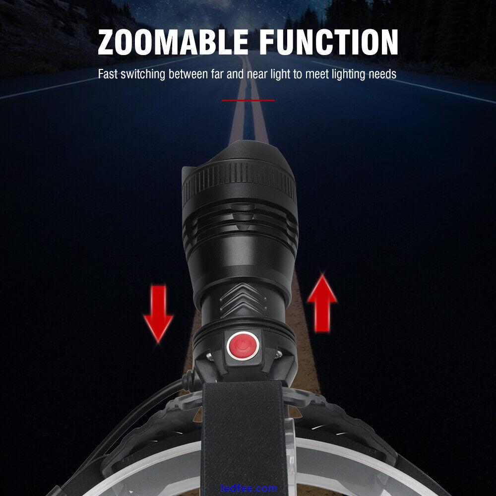 Zoomable LED Headlamp Head Torch Lamp Flashlight Headlight Light Rechargeable 5 