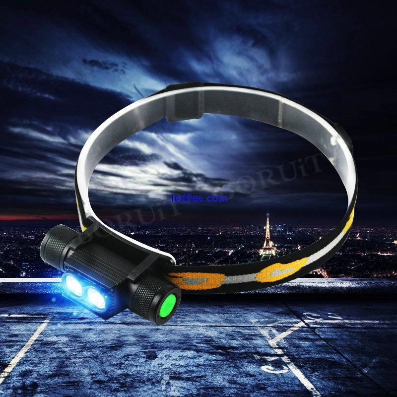 Super Bright LED Headlamp Head Torch USB Rechargeable Headlight Flashlight 2 