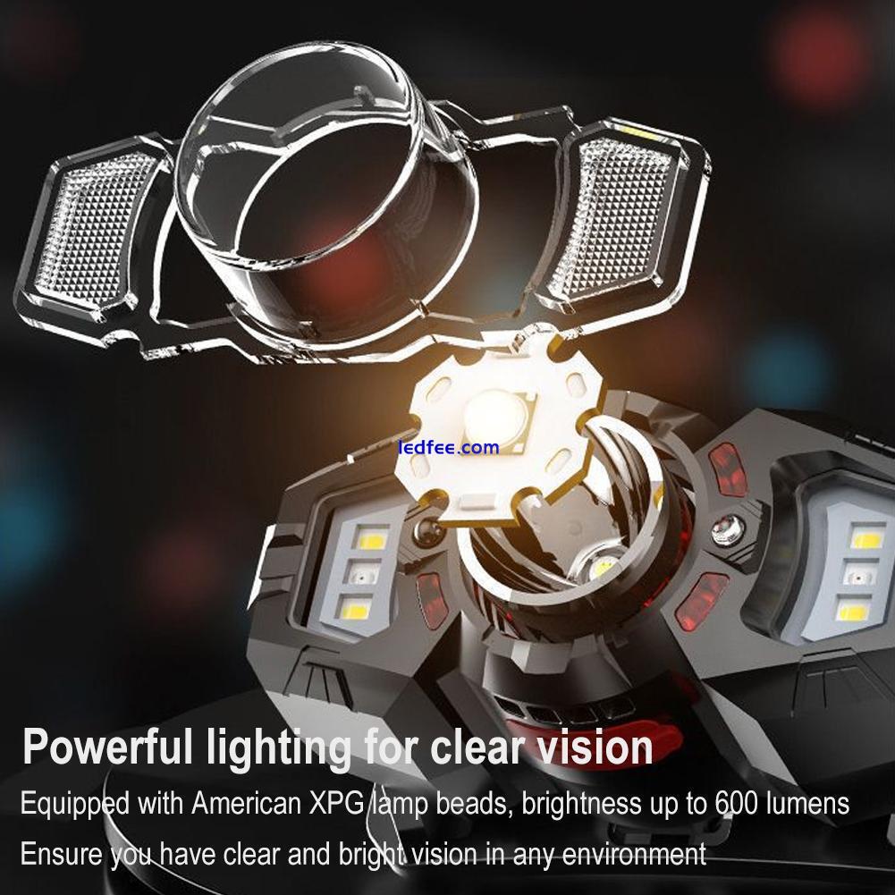 LED Motion Sensor Headlight USB Rechargeable HeadlampHead Torch Lamp 5 