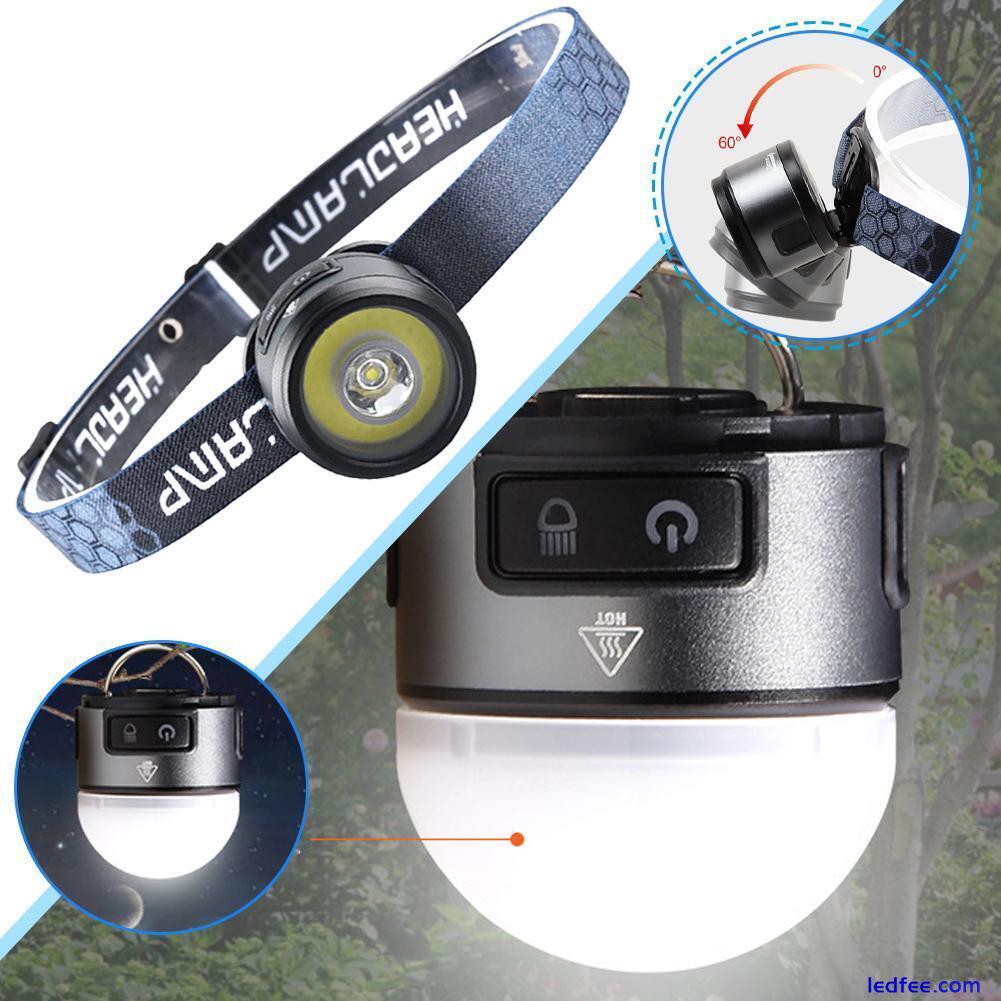 Super Bright Waterproof LED Head Torch Headlight USB Rechargeable Headlamp。 2 