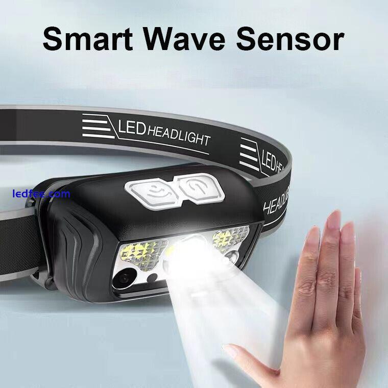 Smart Sensor LED Headlamp Rechargeable Head Torch Headlight Bar Head Band Light 1 