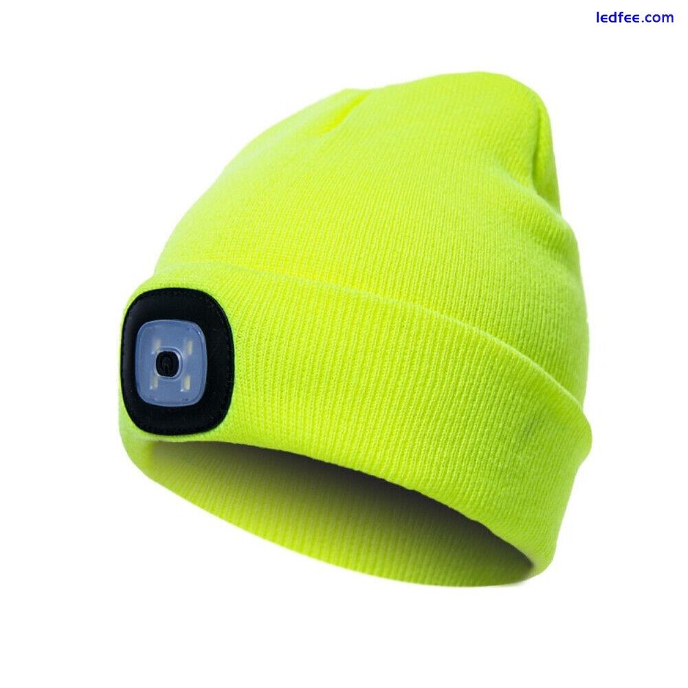 Unisex  LED Beanie Hat Knit Winter Light Up Headlamp Warm Cap Battery 4 