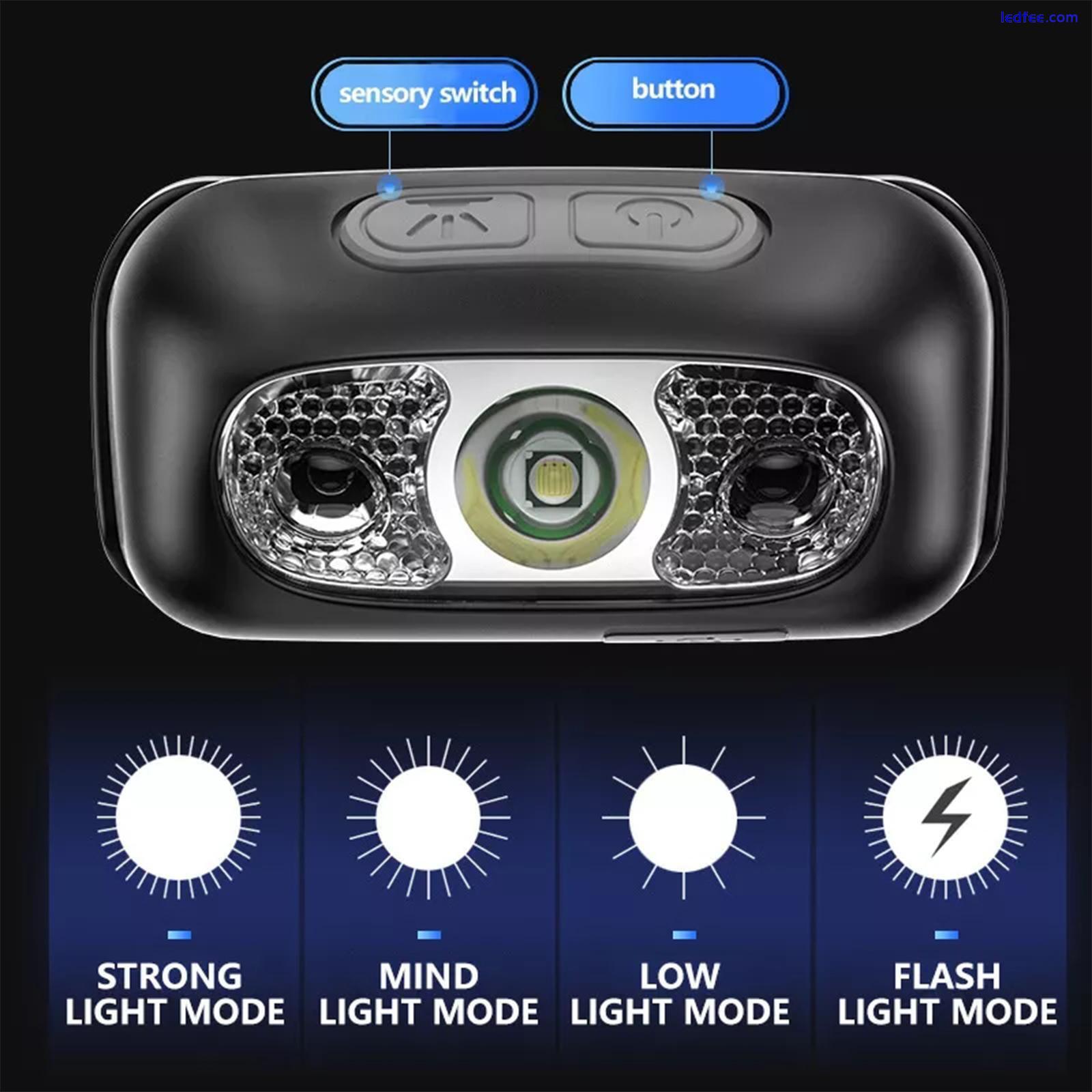 LED Waterproof Headlight Super Bright Head Torch USB Headlamp Camping Fishing *1 3 