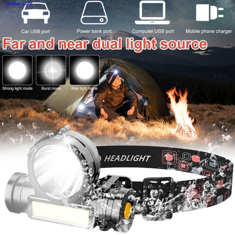 COB LED Headlamp USB Rechargeable Headlight Torch Work Light Lamps HeadBand 0 