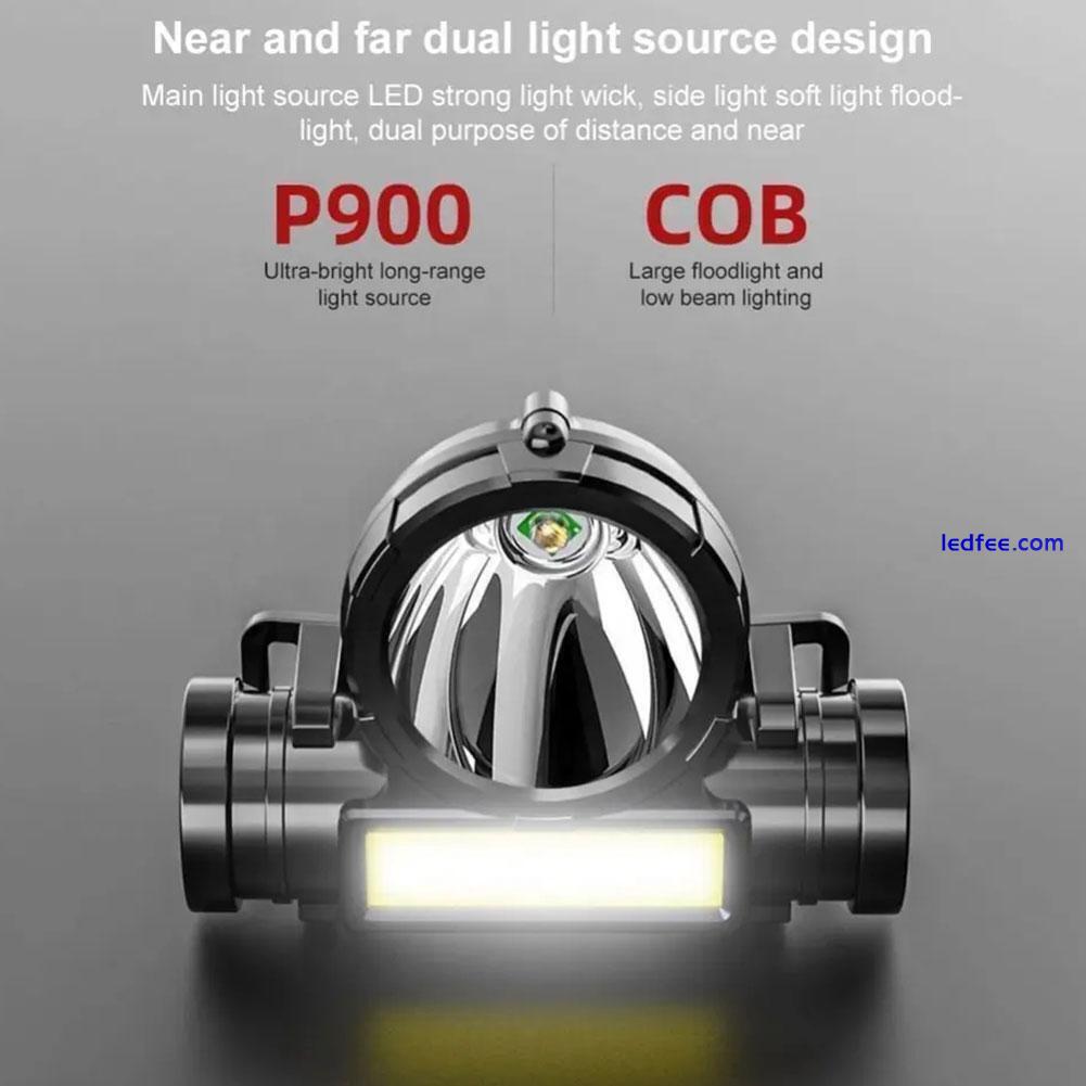 COB LED Headlamp USB Rechargeable Headlight Torch Work Light Lamps HeadBand 5 