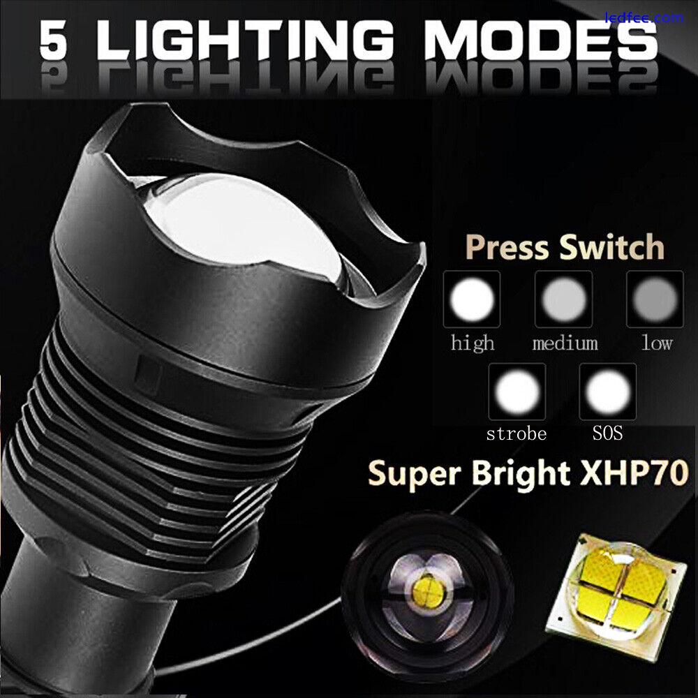 Tactical Flashlight Torch Super Bright Camping LED Zoomable Torch Rechargeable 5 