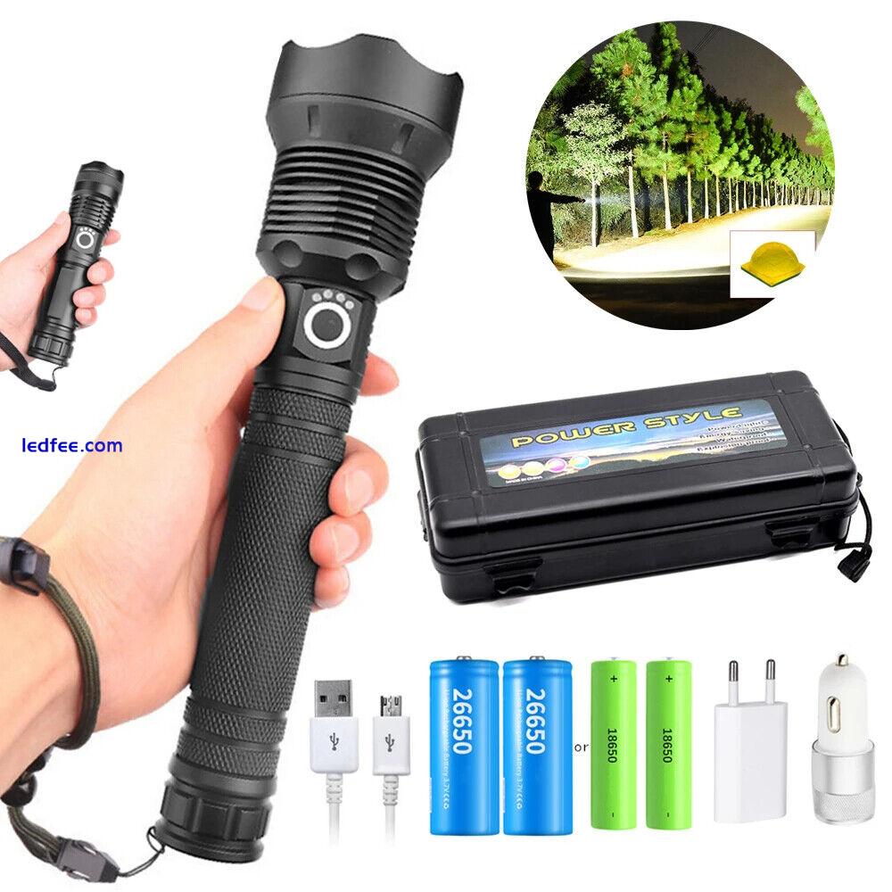 Tactical Flashlight Torch Super Bright Camping LED Zoomable Torch Rechargeable 2 