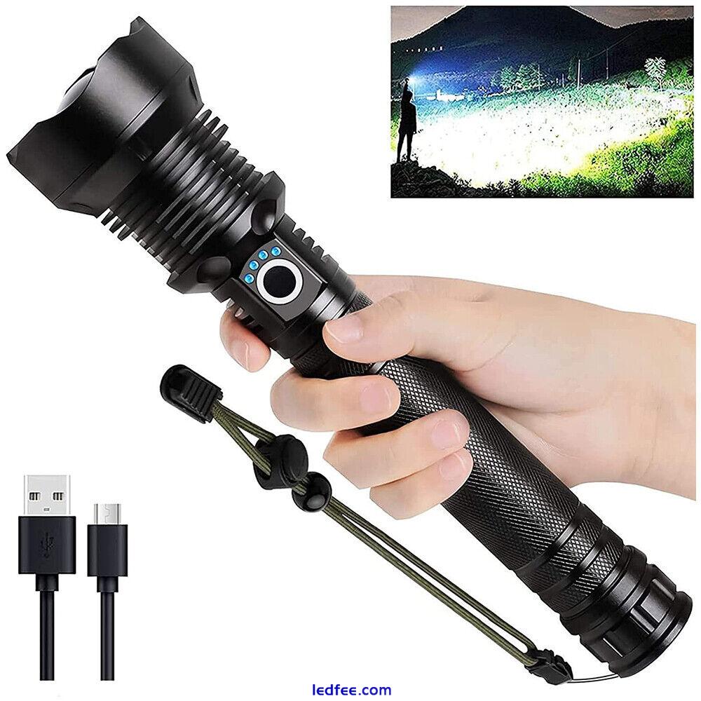 Tactical Flashlight Torch Super Bright Camping LED Zoomable Torch Rechargeable 1 